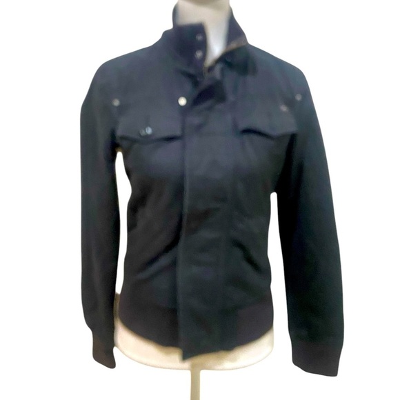 TNA black flannel lined cotton button & zip bomber jacket front pockets small - Picture 1 of 12